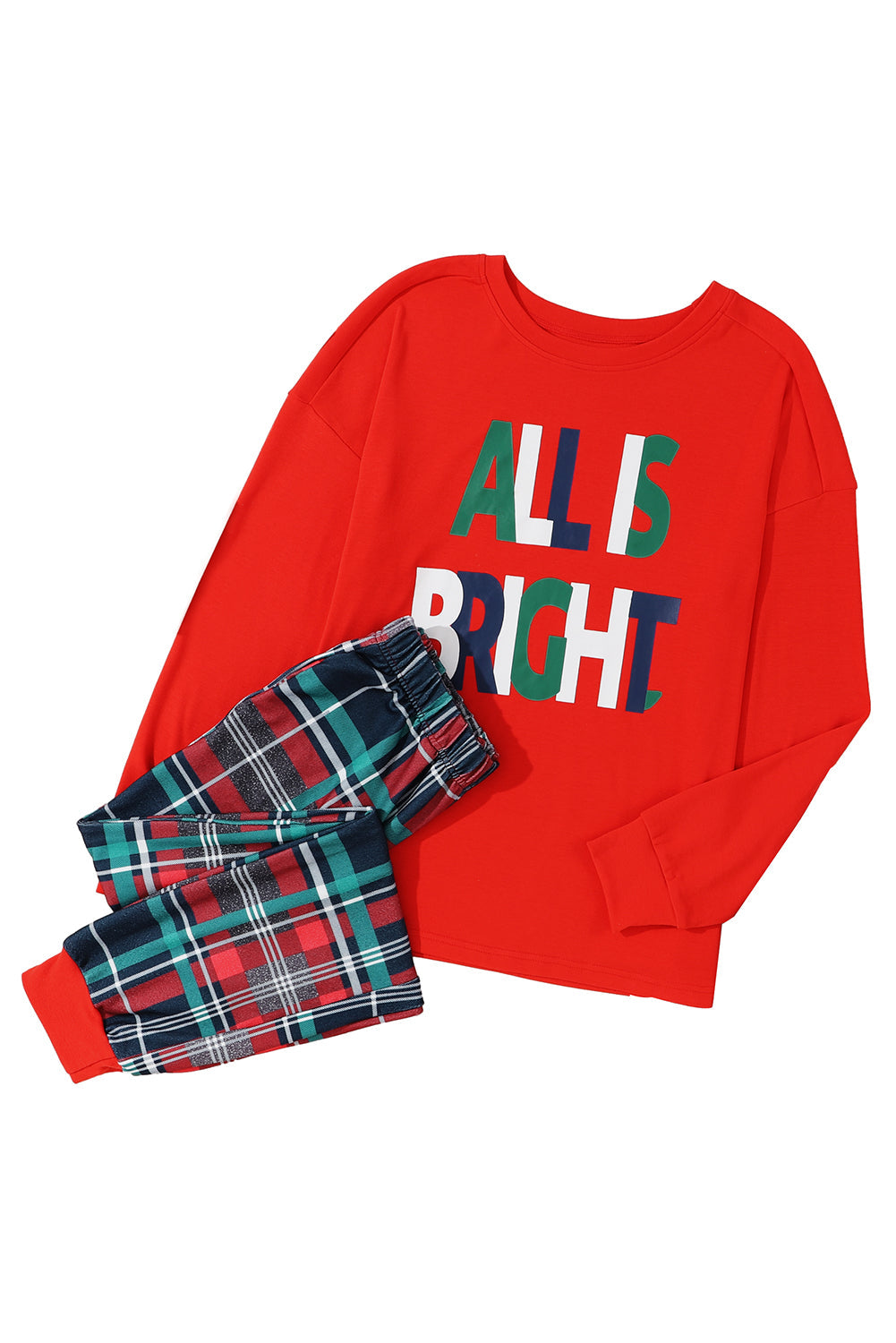 ALL IS BRIGHT Plaid Christmas Pajamas Set