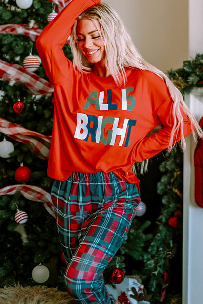 ALL IS BRIGHT Plaid Christmas Pajamas Set