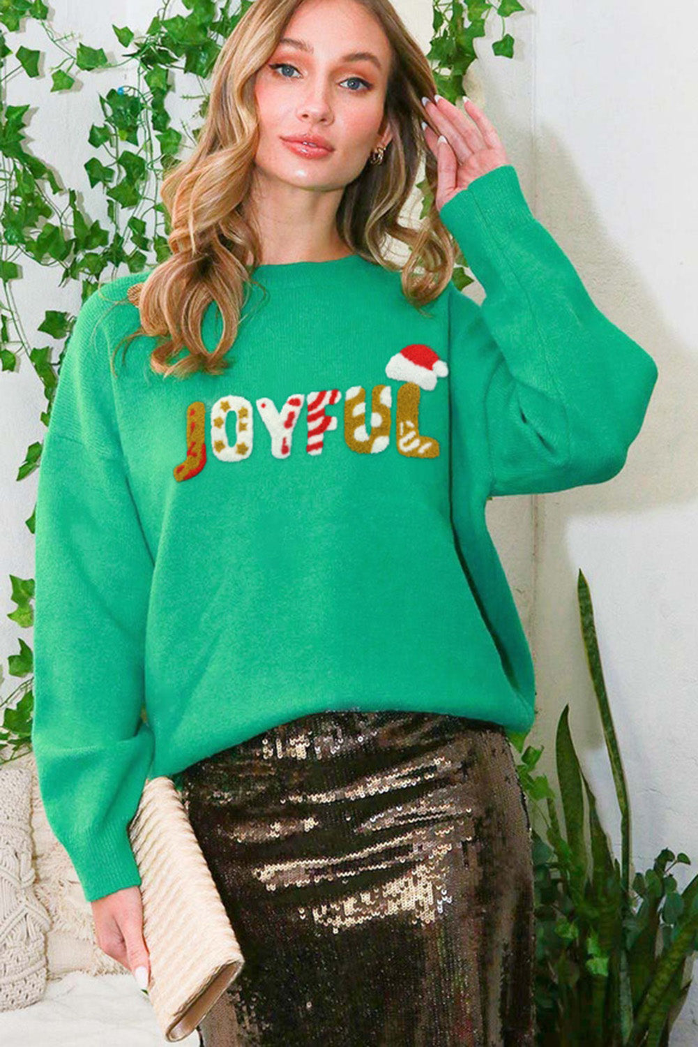 JOYFUL Graphic Christmas Sweater