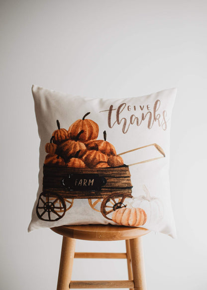 Give Thanks Pumpkin Wagon Pillow