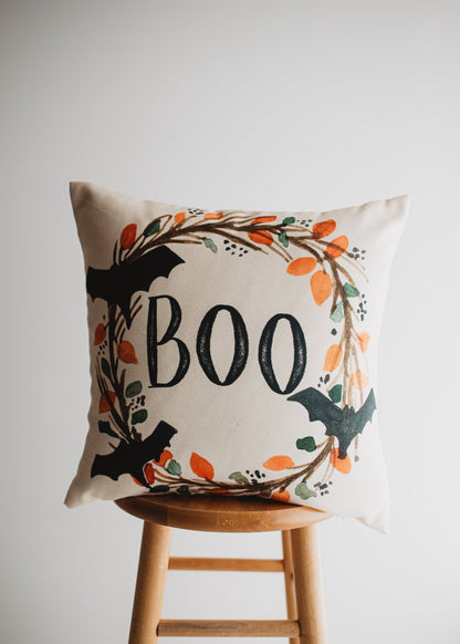 Boo Halloween Wreath Pillow