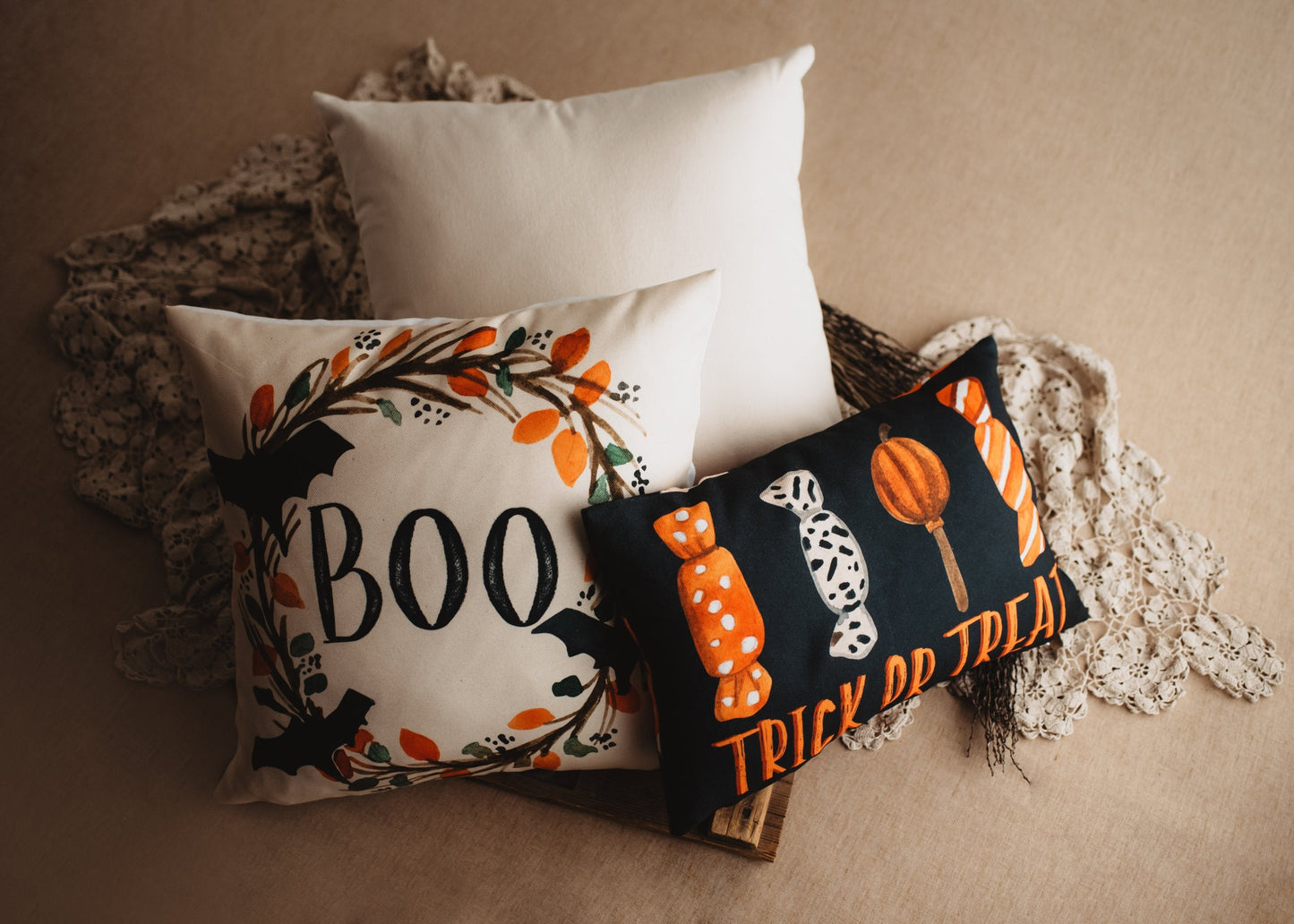 Boo Halloween Wreath Pillow