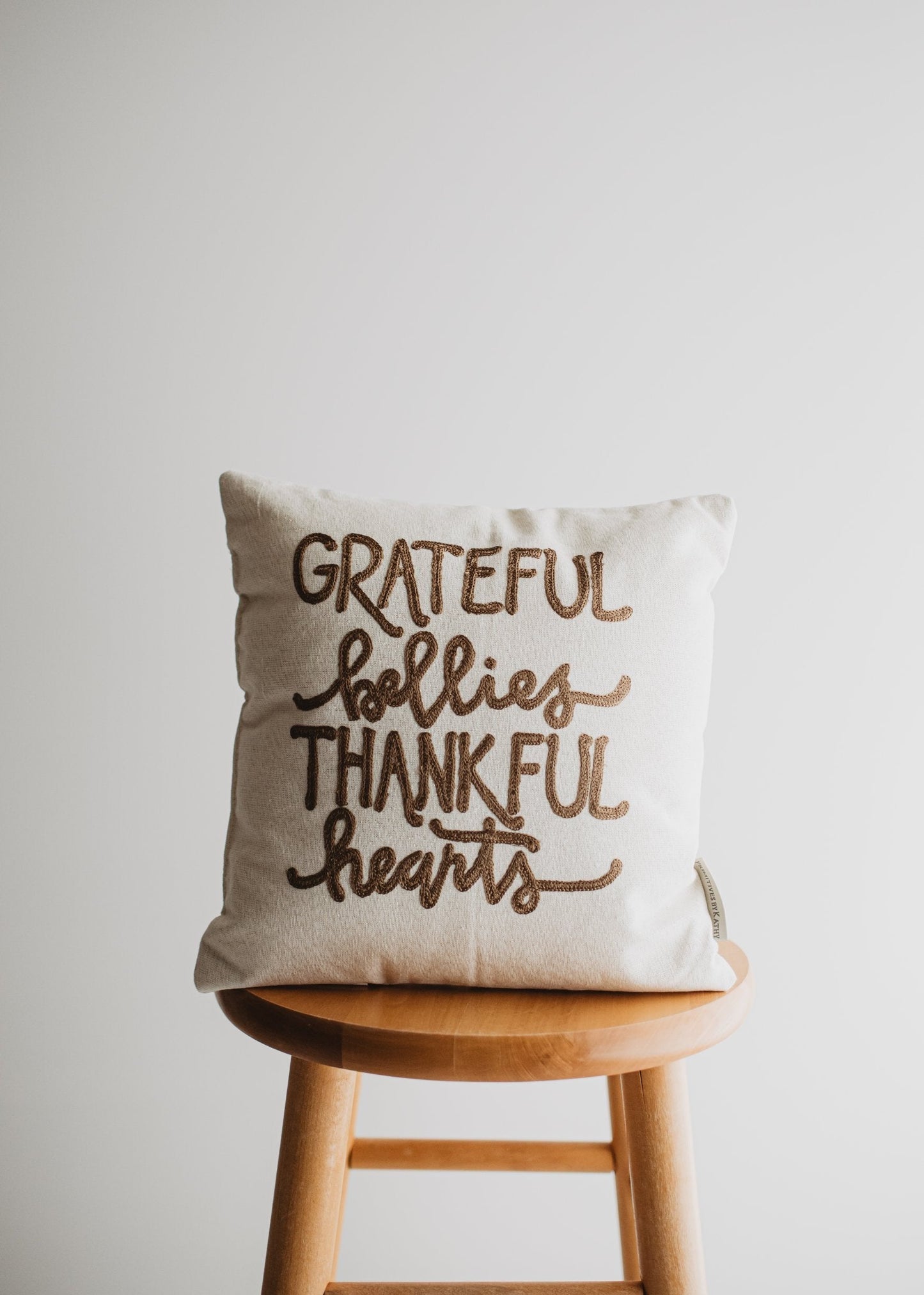 Grateful Bellies Thankful Hearts Thanksgiving Pillow