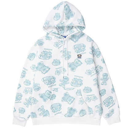 Japanese Cartoon Print Fleece Oversized Hoodie