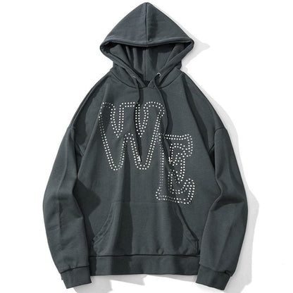 Punk Rivet Melted Letter Print Oversized Hoodie