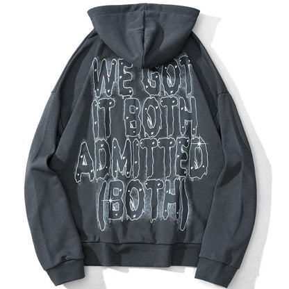 Punk Rivet Melted Letter Print Oversized Hoodie