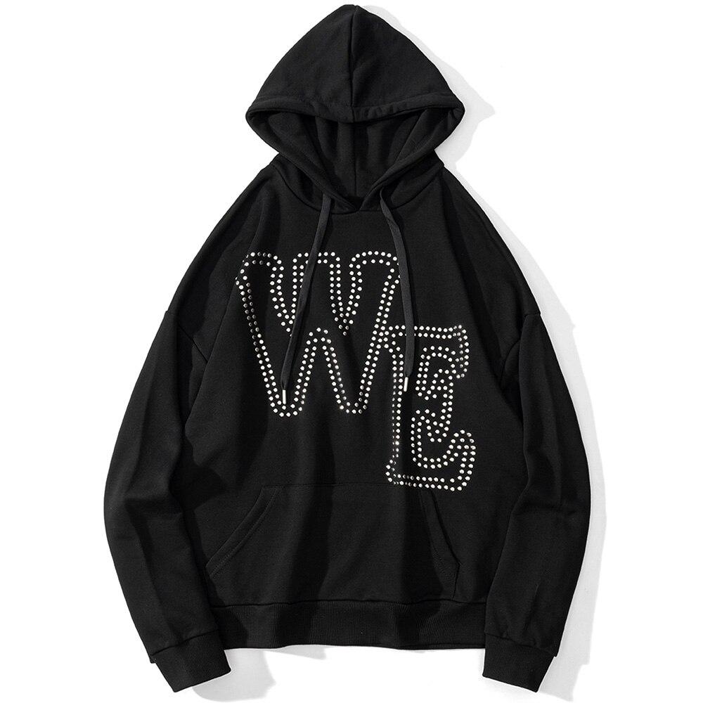 Punk Rivet Melted Letter Print Oversized Hoodie