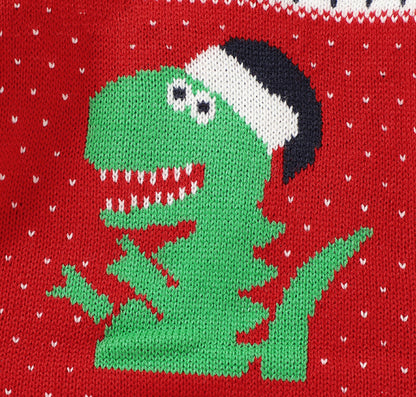 Baby Dinosaur And Dot Print Ugly Christmas Sweater Romper