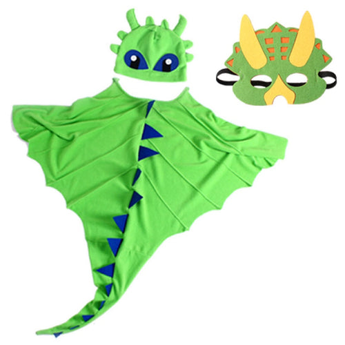 Halloween Dinosaur Cloak, Hats, and Mask Cosplay Costume