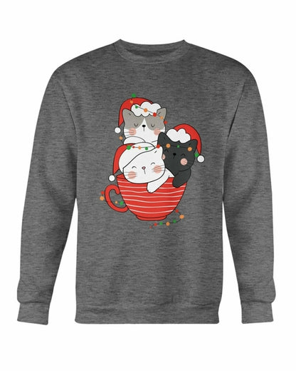 Cute Cats in Cup Christmas Sweatshirt