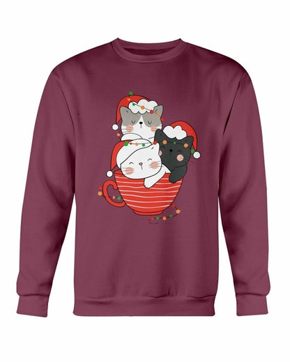 Cute Cats in Cup Christmas Sweatshirt