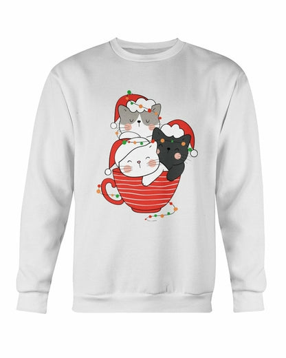 Cute Cats in Cup Christmas Sweatshirt