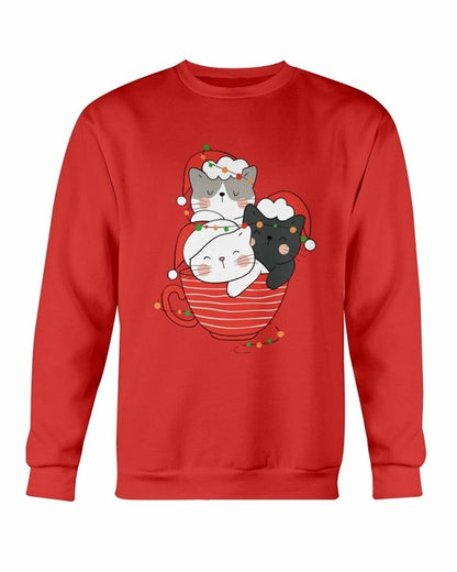 Cute Cats in Cup Christmas Sweatshirt