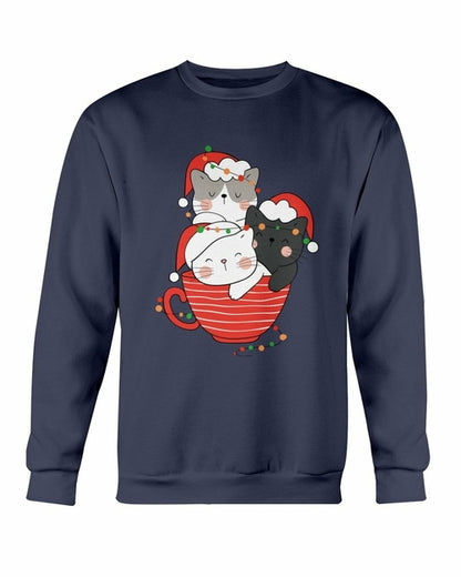 Cute Cats in Cup Christmas Sweatshirt