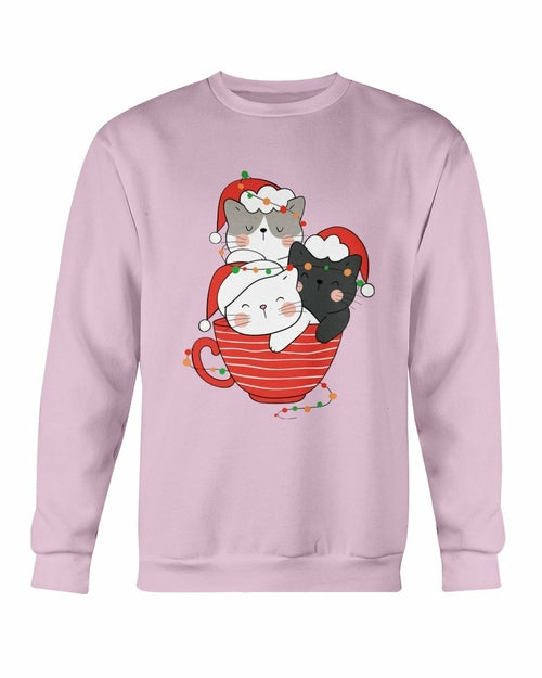 Cute Cats in Cup Christmas Sweatshirt