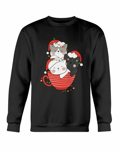 Cute Cats in Cup Christmas Sweatshirt