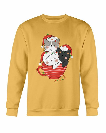 Cute Cats in Cup Christmas Sweatshirt