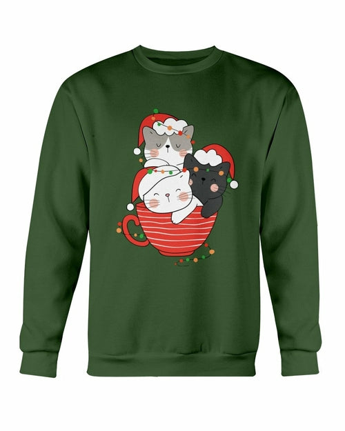 Cute Cats in Cup Christmas Sweatshirt